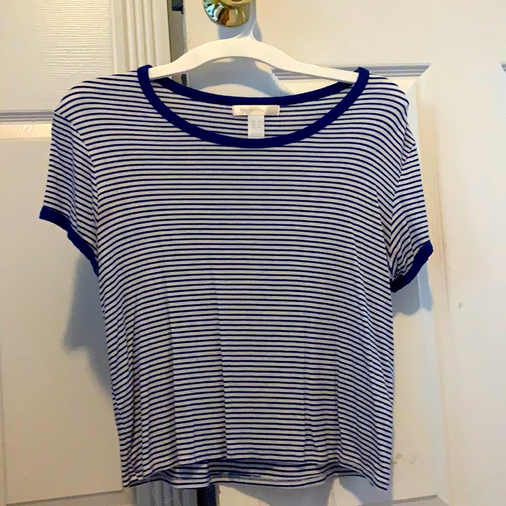 striped cropped tee